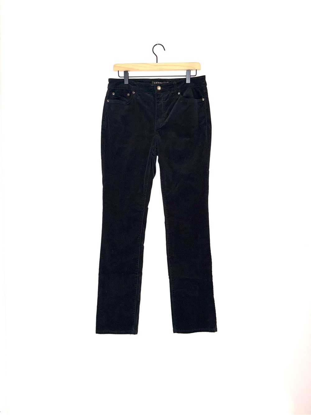 Ralph Lauren Straight Leg Black Corduroy Pants Mid Rise Sz 8